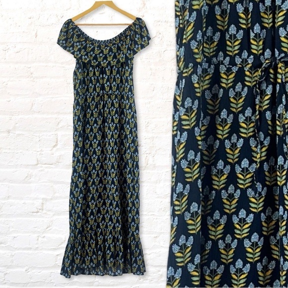 Style & Co Floral Print Gauze Tiered Maxi Dress Blue Size Medium Boho maxi dress - Picture 13 of 14